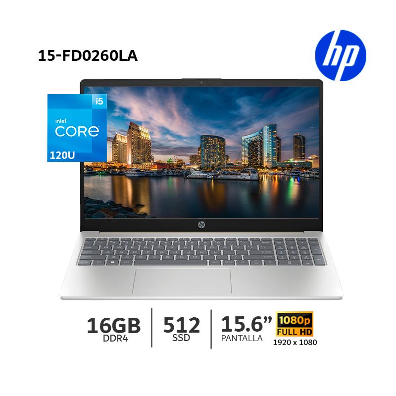 Laptop HP 15-FD0260LA Intel Core 5 120U, 16Gb Ram, 512Gb SSD 15.6"-B9TX9LA